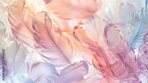 Dreamy Pastel Glass Feathers in Artistic Arrangement