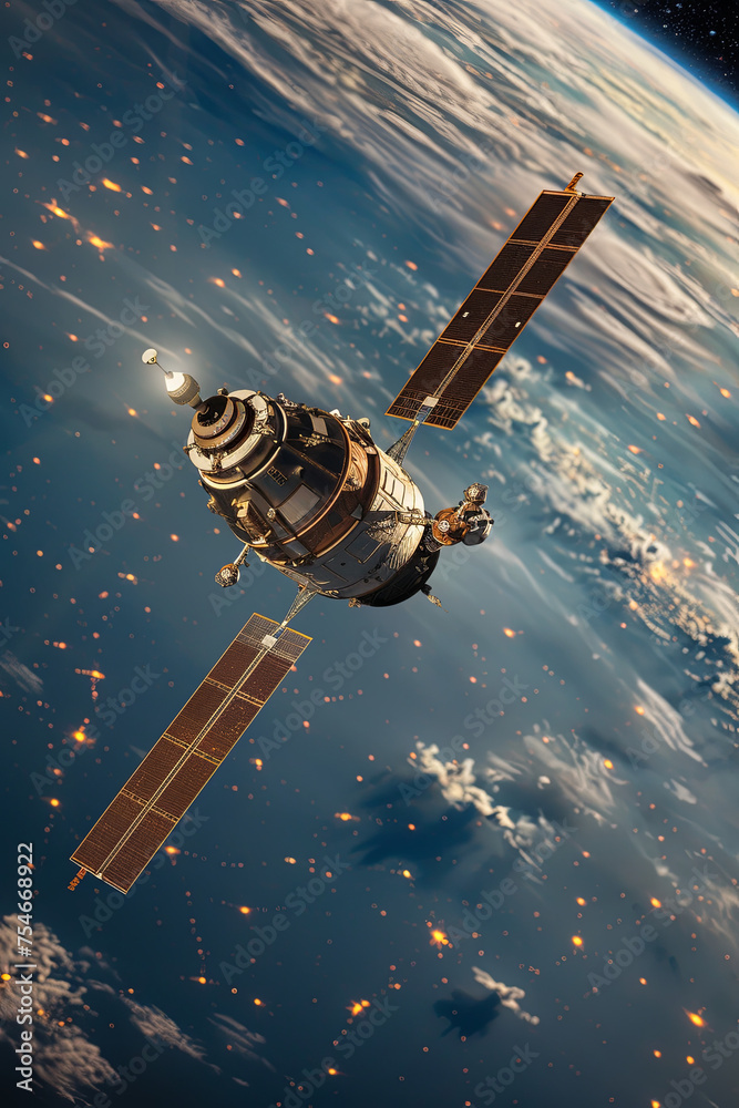 Obraz premium A satellite outside the earth