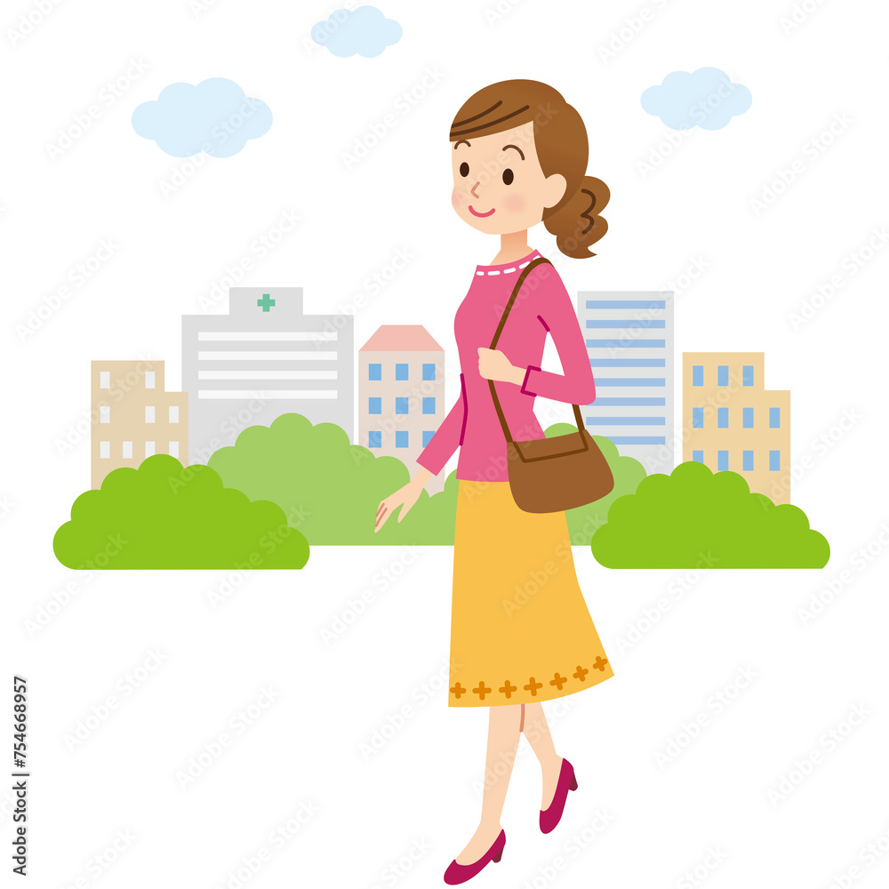 街を歩く女性　休日　通勤