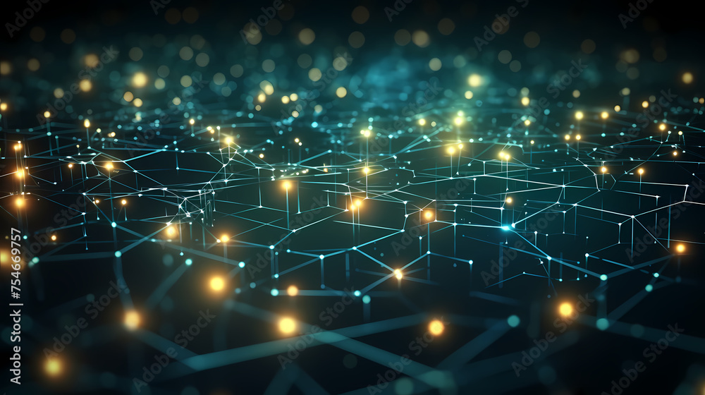 Dark background with polygonal connections, network connection concept Dark background with polygonal connections, network connection concept