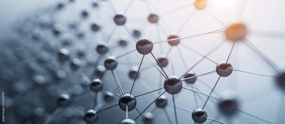 Abstract Concept of Structural Integrity and Network Connections with Spherical Nodes and Linking Lines Abstract Concept of Structural Integrity and Network Connections with Spherical Nodes and Linking Lines