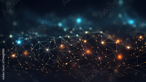 Dark background with polygonal connections, network connection concept © Derby