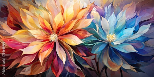 Colorful Flowers on Black Background Generative AI