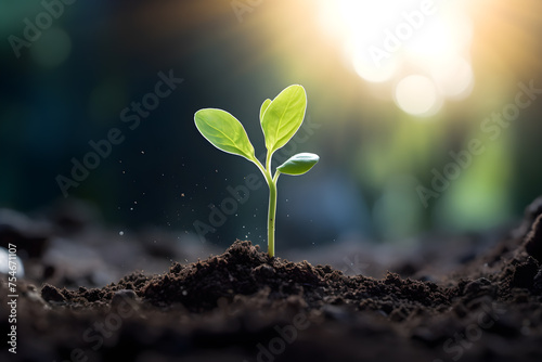 sprout in the soil, save world concept