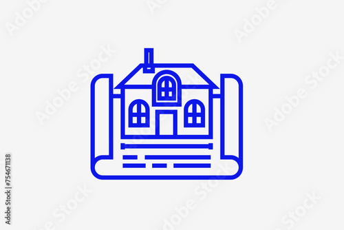 drawing of the house illustration in line style design. Vector illustration.