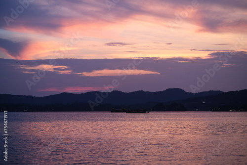 sunset glow of west lake in Hangzhou, Zhejiang, China