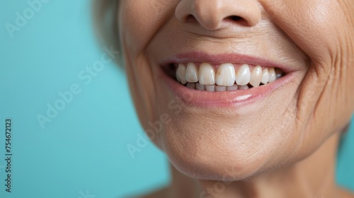  Close up of a natural smile of elderly woman