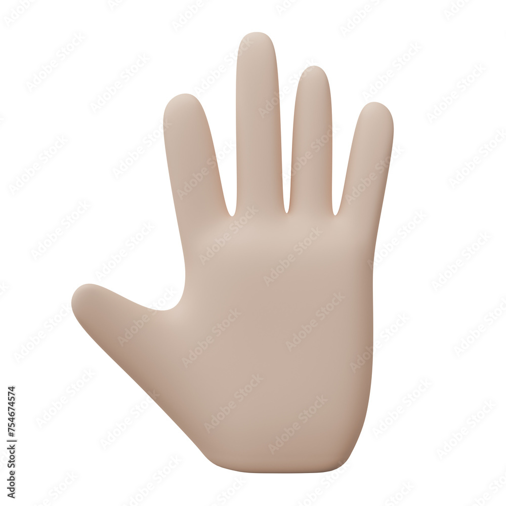 Simple Open palm hand isolated on transparent background. 3D Render Simple Open palm hand isolated on transparent background. 3D Render