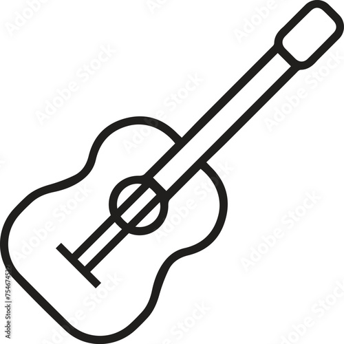 Acoustic guitar outline silhouette. Music instrument line icon. Vector illustration.