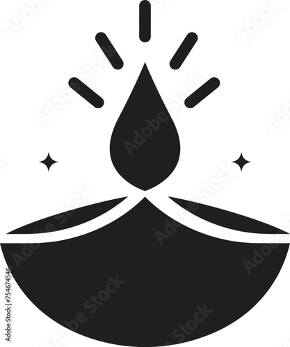 diwali diya lamp silhouette vector illustration
