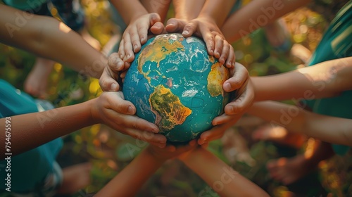 Holding Hands, Show people of all ages and backgrounds joining hands in solidarity for environmental causes, symbolizing unity and collective action in the fight against climate change, biodiversity l