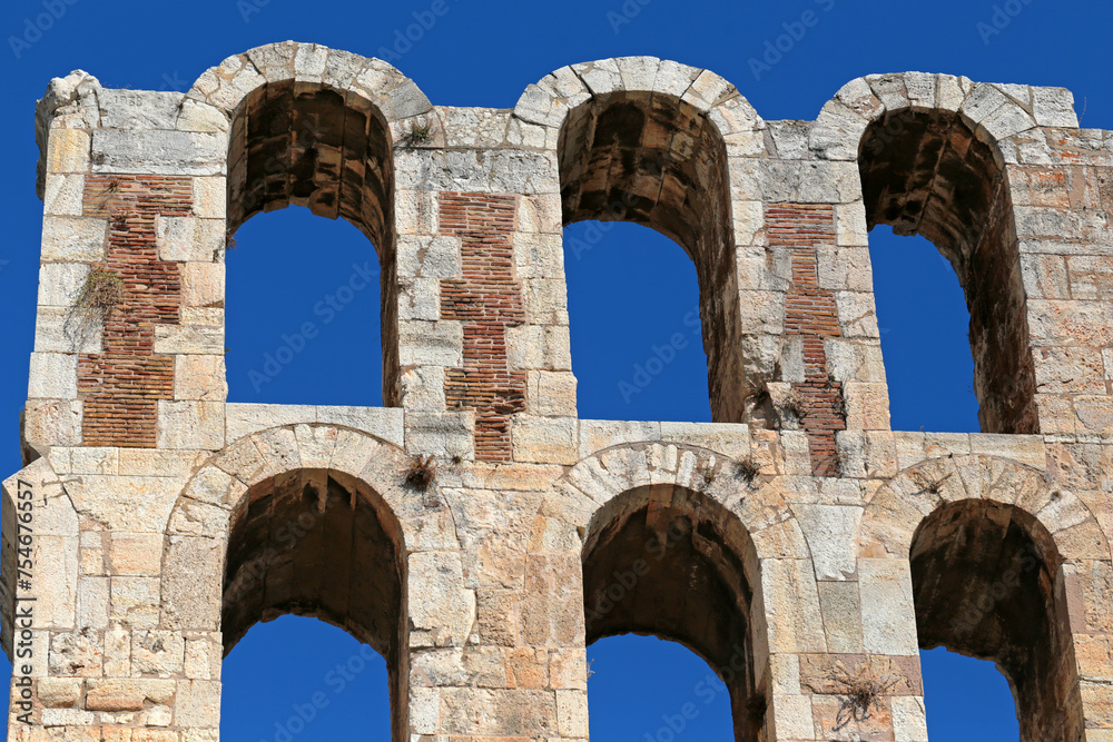 Detail of the Odeon of Herodes Atticus, Greece. 
