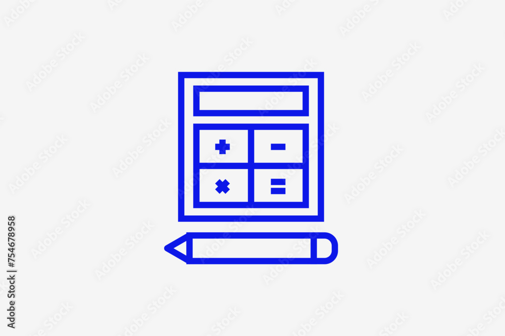 calculator and pencil illustration in line style design. Vector illustration. calculator and pencil illustration in line style design. Vector illustration.
