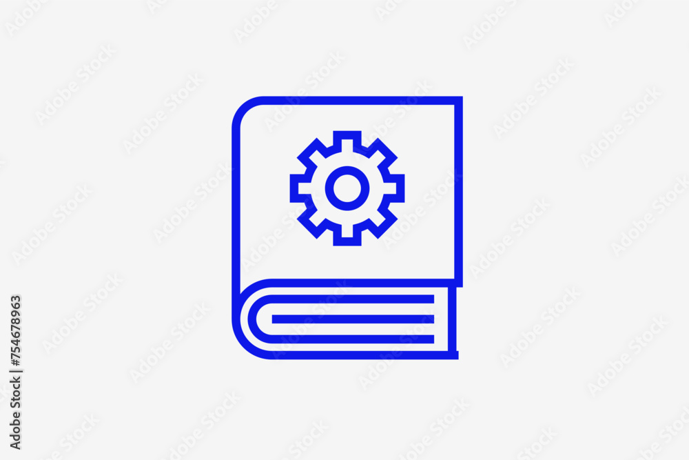 a book with a gear illustration in line style design. Vector illustration. a book with a gear illustration in line style design. Vector illustration.