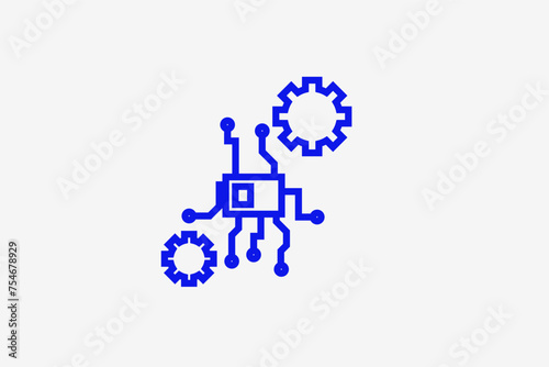 microcircuit illustration in line style design. Vector illustration.