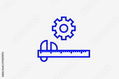 spanner and gear illustration in line style design. Vector illustration.