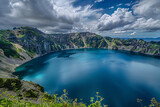 A beautiful volcano crater lake