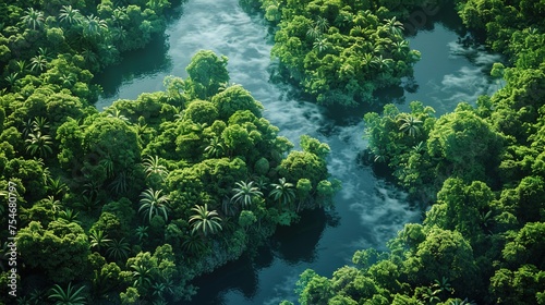 Aerial View of the Amazon Rainforest  Generated by AI