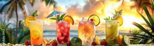 Tropical cocktails background. Summer background  photo