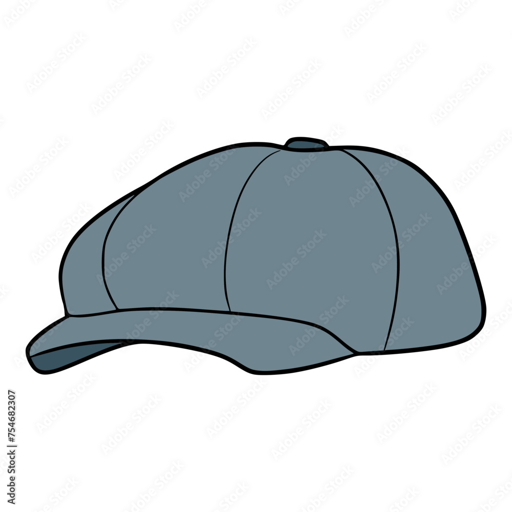 flat cap newsboy illustration hand drawn isolated vector	