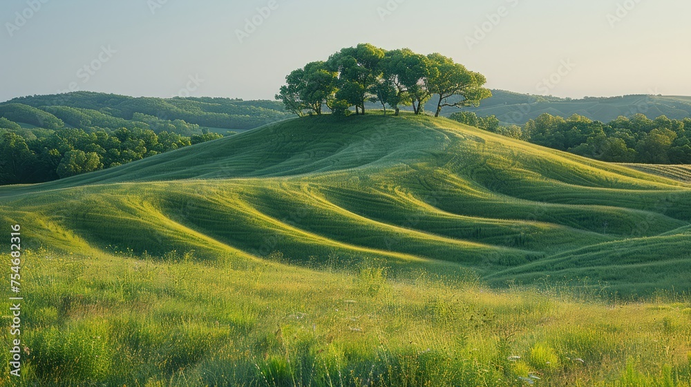 Obraz premium A beautiful meA beautiful meadow with hills.adow with hills.