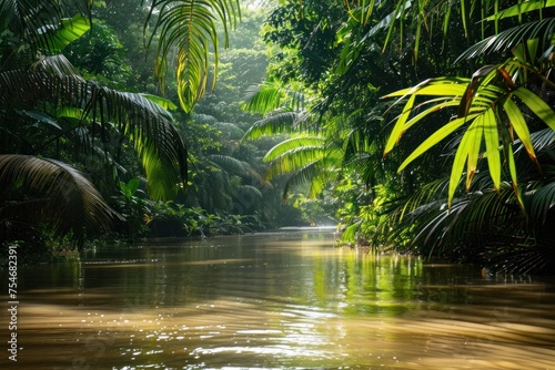 Tropical forest with rivers
