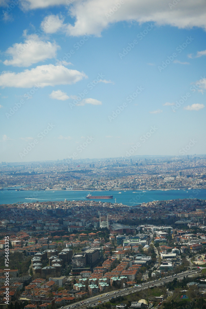 arial view of Bosporus and istanbul city 