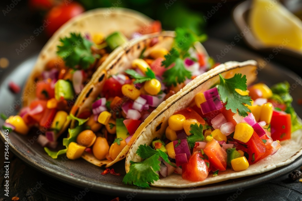 A close-up shot of a plate of Mexican tacos.