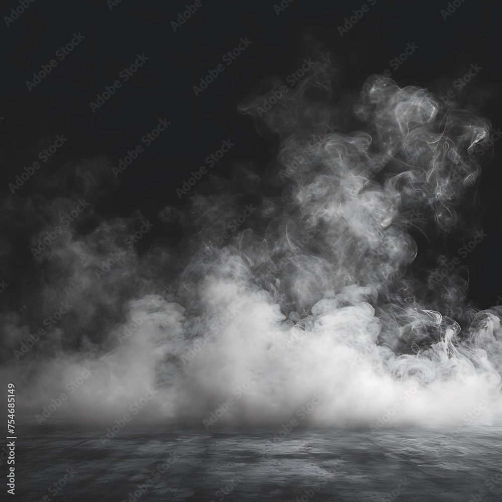 A black and white photo of smoke and steam - obrazy, fototapety, plakaty 