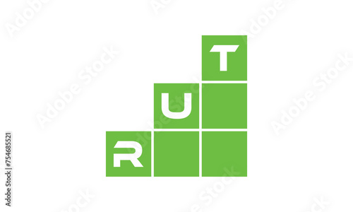 RUT initial letter financial logo design vector template. economics, growth, meter, range, profit, loan, graph, finance, benefits, economic, increase, arrow up, grade, grew up, topper, company, scale
