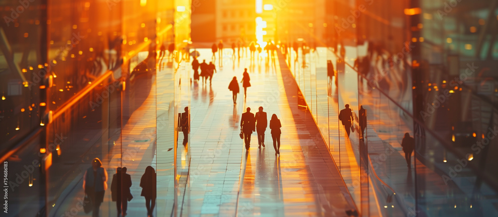 Crowd of business people walking at office modern building. employe business concept background Crowd of business people walking at office modern building. employe business concept background