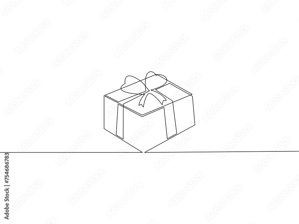 Gift box continuous one line drawing on transparent background. Gift box continuous one line drawing on transparent background.