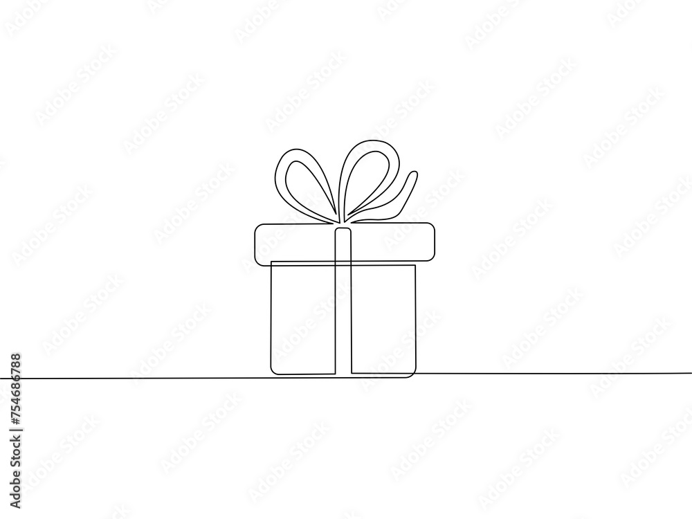 Gift box continuous one line drawing on transparent background. Gift box continuous one line drawing on transparent background.