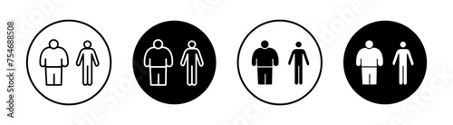 Fat and slim figure icon mark in filled style