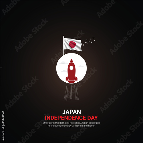 japan independence day. japan independence day creative ads design Feb 11. vector  3D illustration.
