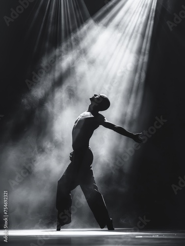 The Deaf dancer on stage captivates the audience with expressive movement under powerful lighting.