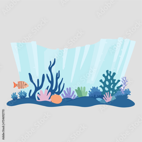 under the sea flat vector illustration