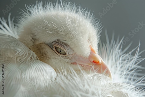 The soft downy feathers of a baby bird photo