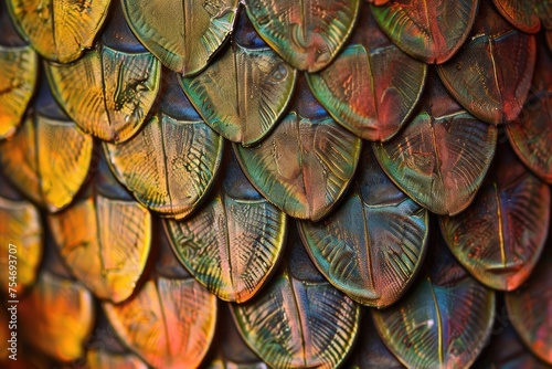 The patterned scales of a fish photo