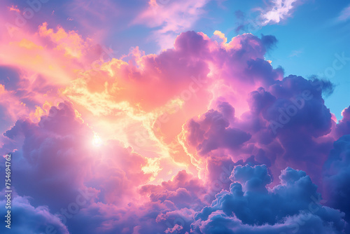 Dramatic colorful clouds sunset 