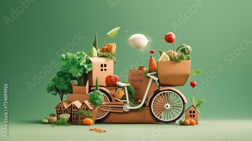 Food Delivery packages with paper  Eco-friendly lifestyle concept