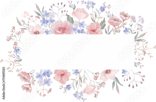 Watercolor floral card. Hand drawn illustration isolated on white background. Vector EPS.