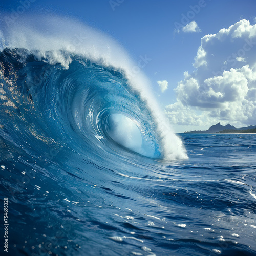 Massive ocean wave in Tahiti 