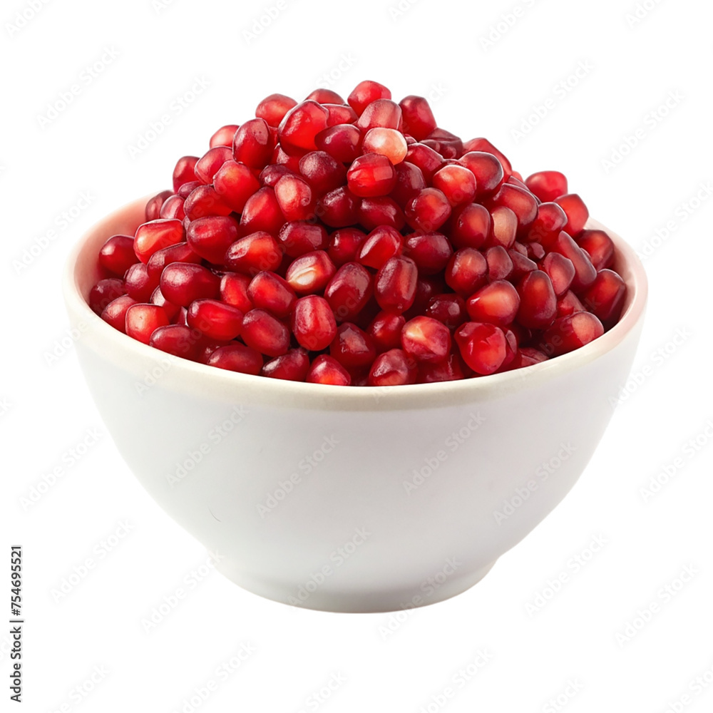 Pomegranate seeds in a bowl isolated on transparent background. Pomegranate seeds in a bowl isolated on transparent background.