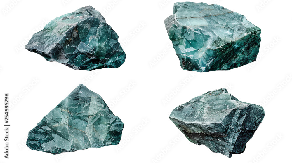 Amazonite Gemstone Collection: Natural Crystals in Vibrant Turquoise & Green, Isolated on Transparent Background - Perfect for Jewelry & Graphic Designs - obrazy, fototapety, plakaty 