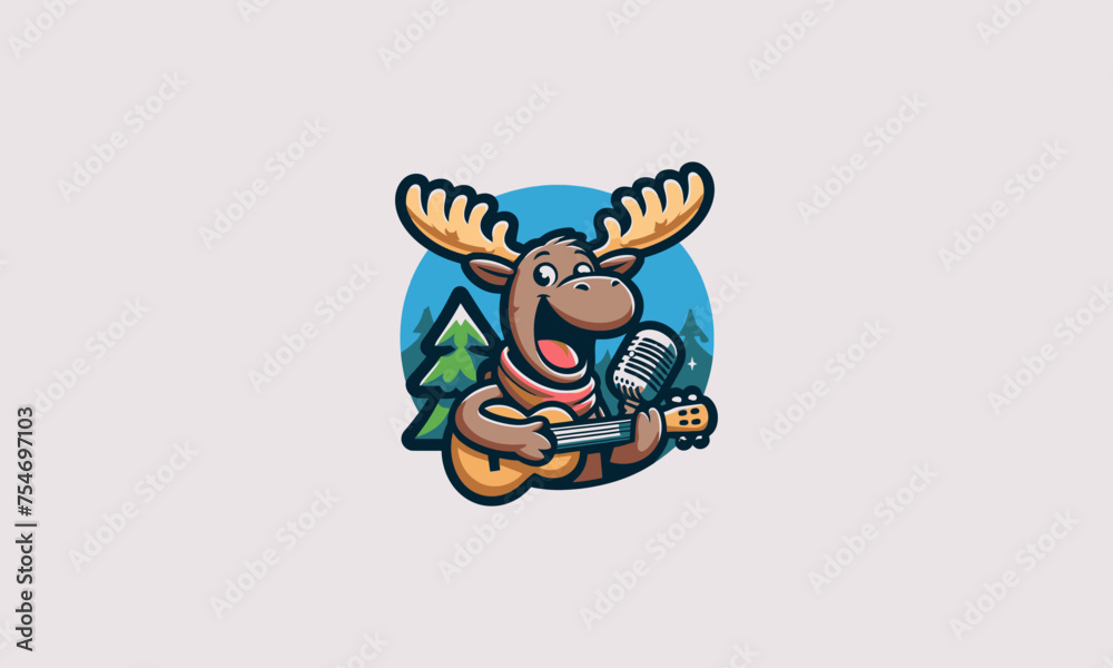 moose playing guitar vector illustration flat design moose playing guitar vector illustration flat design