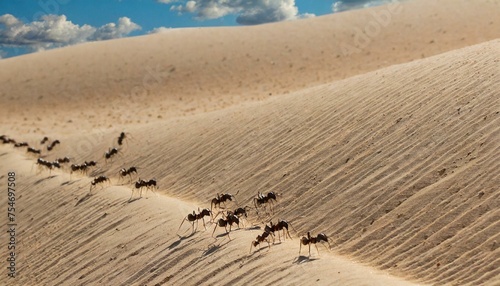 Ants in the desert run in hundreds in a row