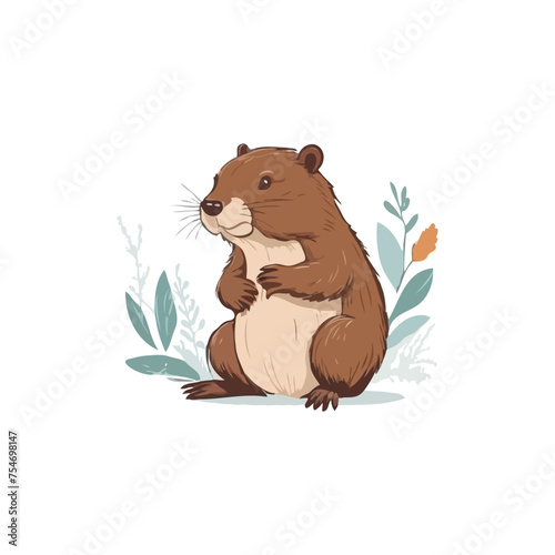 beaver logo design idea, illustration Canadian icon logo design concept. Beaver day illustration