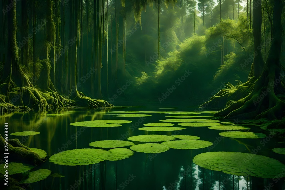 Green swamp landscape