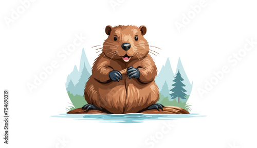 beaver logo design idea, illustration Canadian icon logo design concept. Beaver day illustration